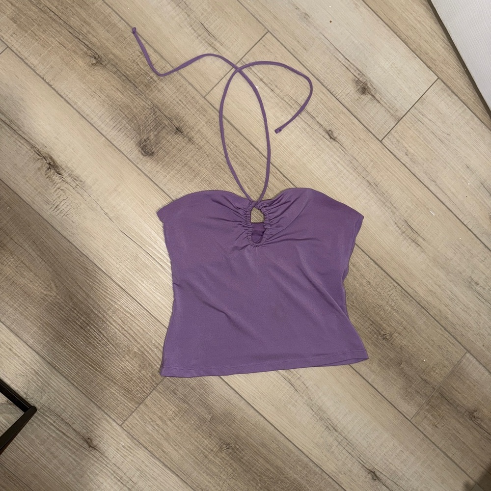 Dynamite Purple Crop Tank Top with Tie Front